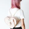 Bolso corazón Mochila de piel metalizada Bolso corazón Mochila de piel metalizada