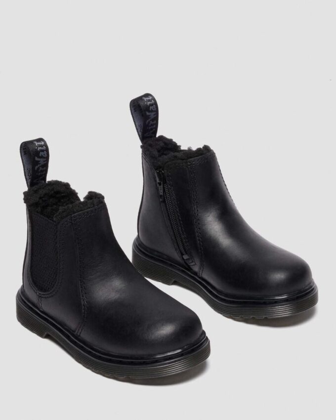 Botas Chelsea con forro de piel sintética para niños pequeños 2976 Botas Chelsea con forro de piel sintética para niños pequeños 2976