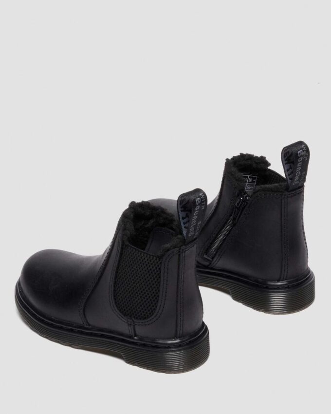 Botas Chelsea con forro de piel sintética para niños pequeños 2976 Botas Chelsea con forro de piel sintética para niños pequeños 2976