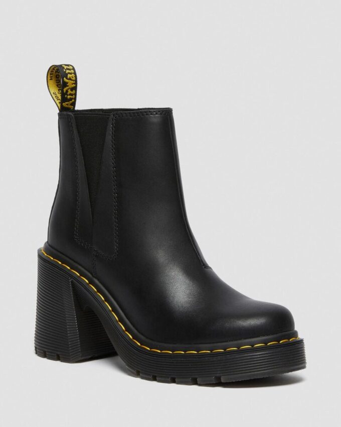 Botas Chelsea de cuero con tacón acampanado SPENCE Botas Chelsea de cuero con tacón acampanado SPENCE