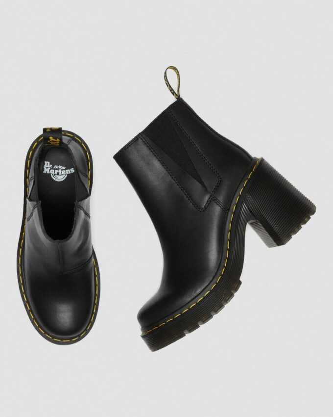 Botas Chelsea de cuero con tacón acampanado SPENCE Botas Chelsea de cuero con tacón acampanado SPENCE