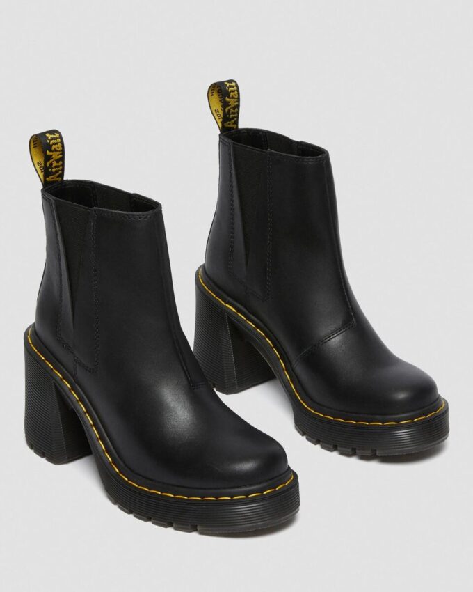 Botas Chelsea de cuero con tacón acampanado SPENCE Botas Chelsea de cuero con tacón acampanado SPENCE