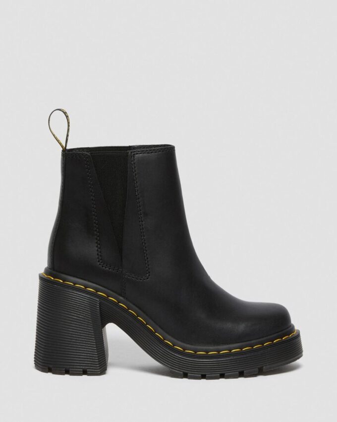 Botas Chelsea de cuero con tacón acampanado SPENCE Botas Chelsea de cuero con tacón acampanado SPENCE