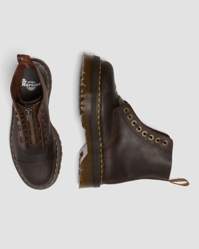 Botas con plataforma de cuero Crazy Horse de Sinclair Botas con plataforma de cuero Crazy Horse de Sinclair