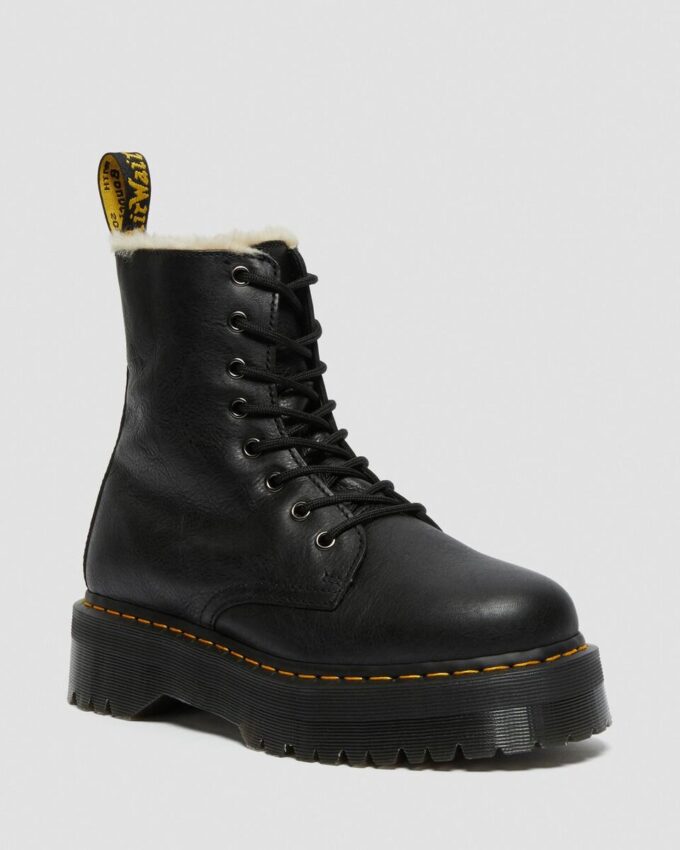 Botas de plataforma de piel con forro de piel sintética Jadon Botas de plataforma de piel con forro de piel sintética Jadon
