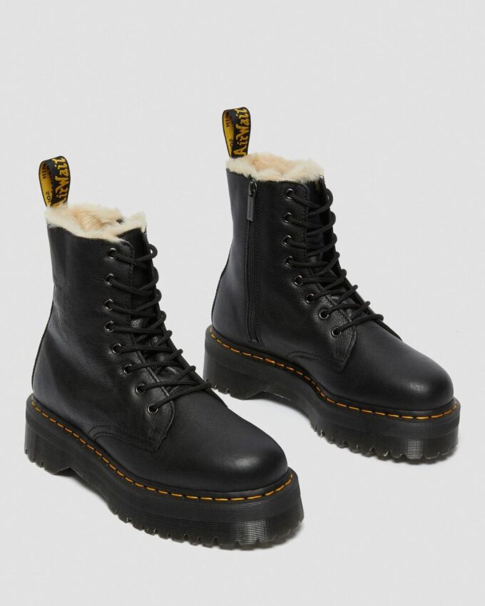 Botas de plataforma de piel con forro de piel sintética Jadon Botas de plataforma de piel con forro de piel sintética Jadon