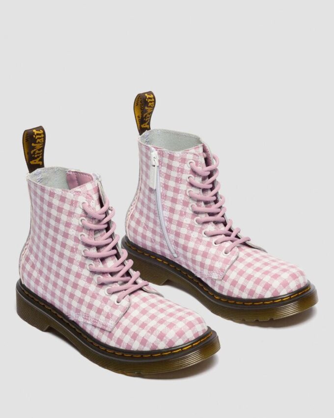 Botas Junior 1460 de cuero a cuadros