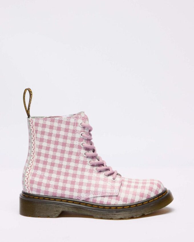 Botas Junior 1460 de cuero a cuadros