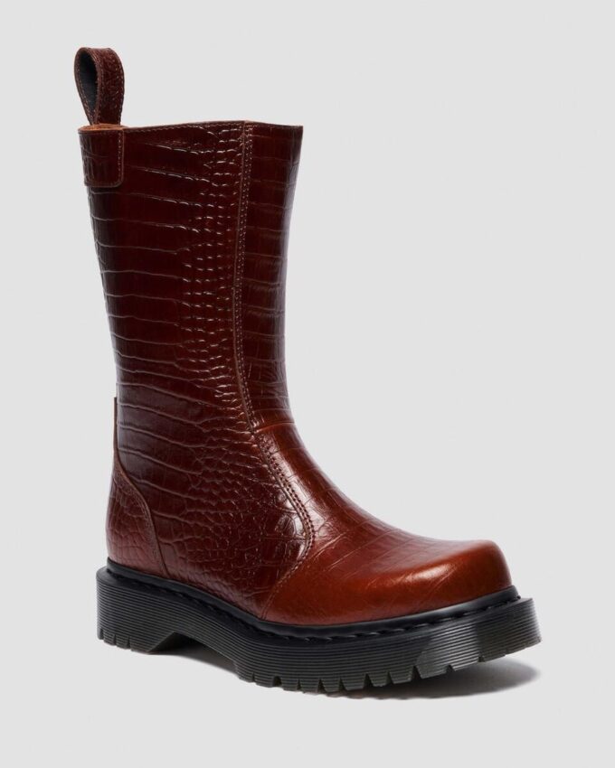 Botas REJENA de piel con relieve de cocodrilo Botas REJENA de piel con relieve de cocodrilo