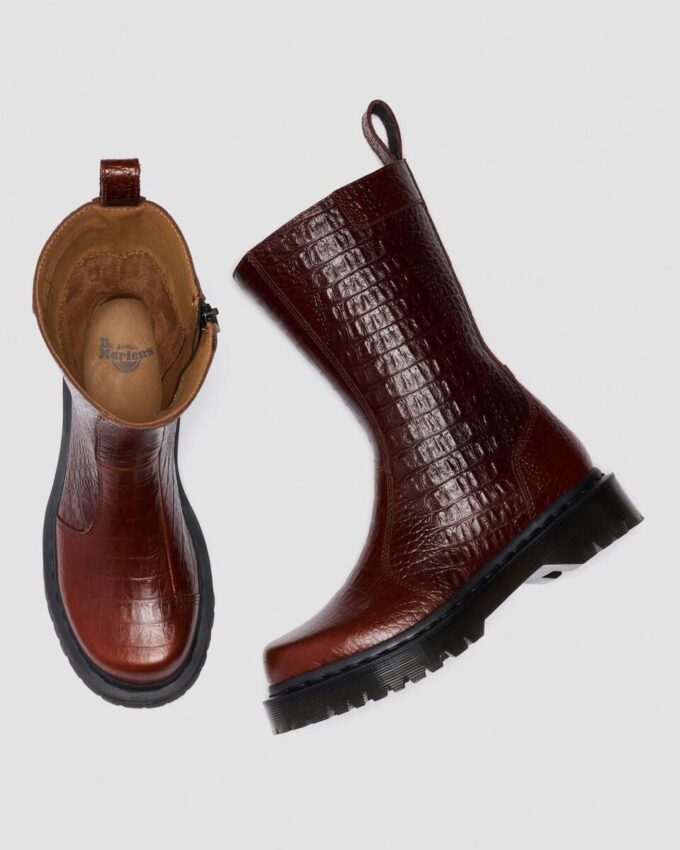 Botas REJENA de piel con relieve de cocodrilo Botas REJENA de piel con relieve de cocodrilo