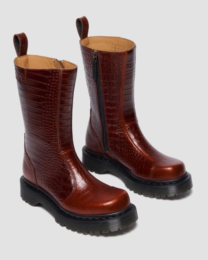 Botas REJENA de piel con relieve de cocodrilo Botas REJENA de piel con relieve de cocodrilo