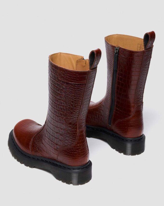 Botas REJENA de piel con relieve de cocodrilo Botas REJENA de piel con relieve de cocodrilo