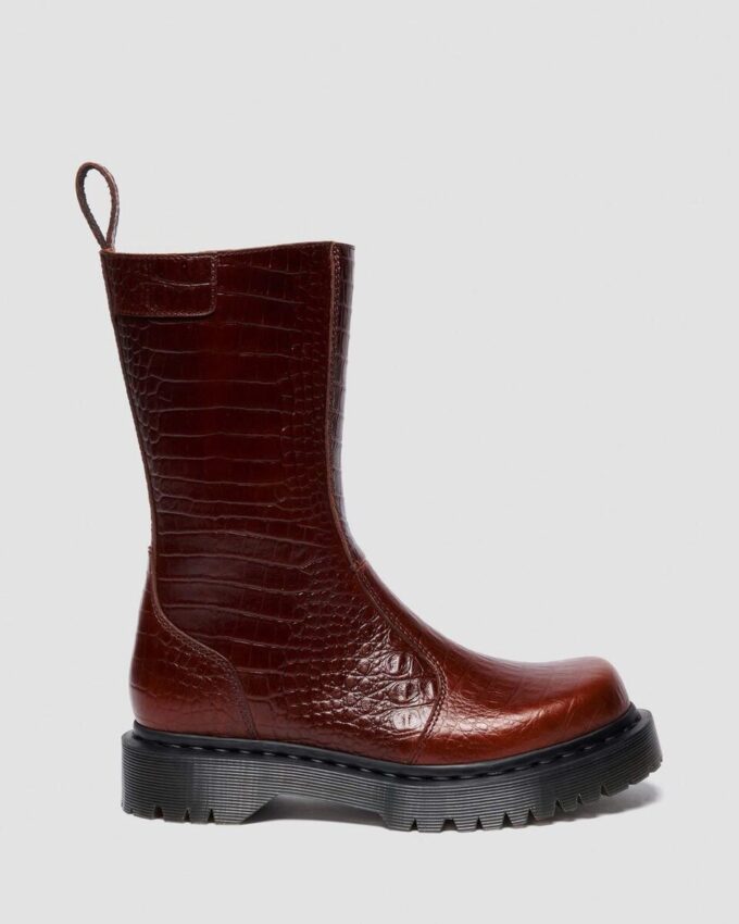 Botas REJENA de piel con relieve de cocodrilo Botas REJENA de piel con relieve de cocodrilo