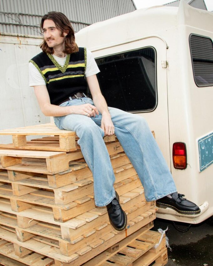 Mocasines con borlas de cuero amarillo cosido Adrian Mocasines con borlas de cuero amarillo cosido Adrian