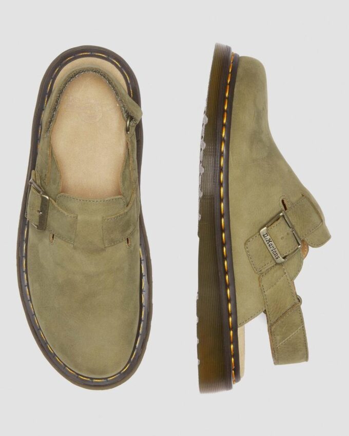 Mules con talón abierto de piel nobilla abatanada Jorge II Mules con talón abierto de piel nobilla abatanada Jorge II