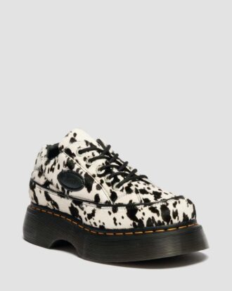 Zapatos BUZZ de 5 ojales con pelo de dálmata sobre cuero