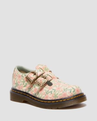 Zapatos Mary Jane de cuero floral para niños pequeños 8053